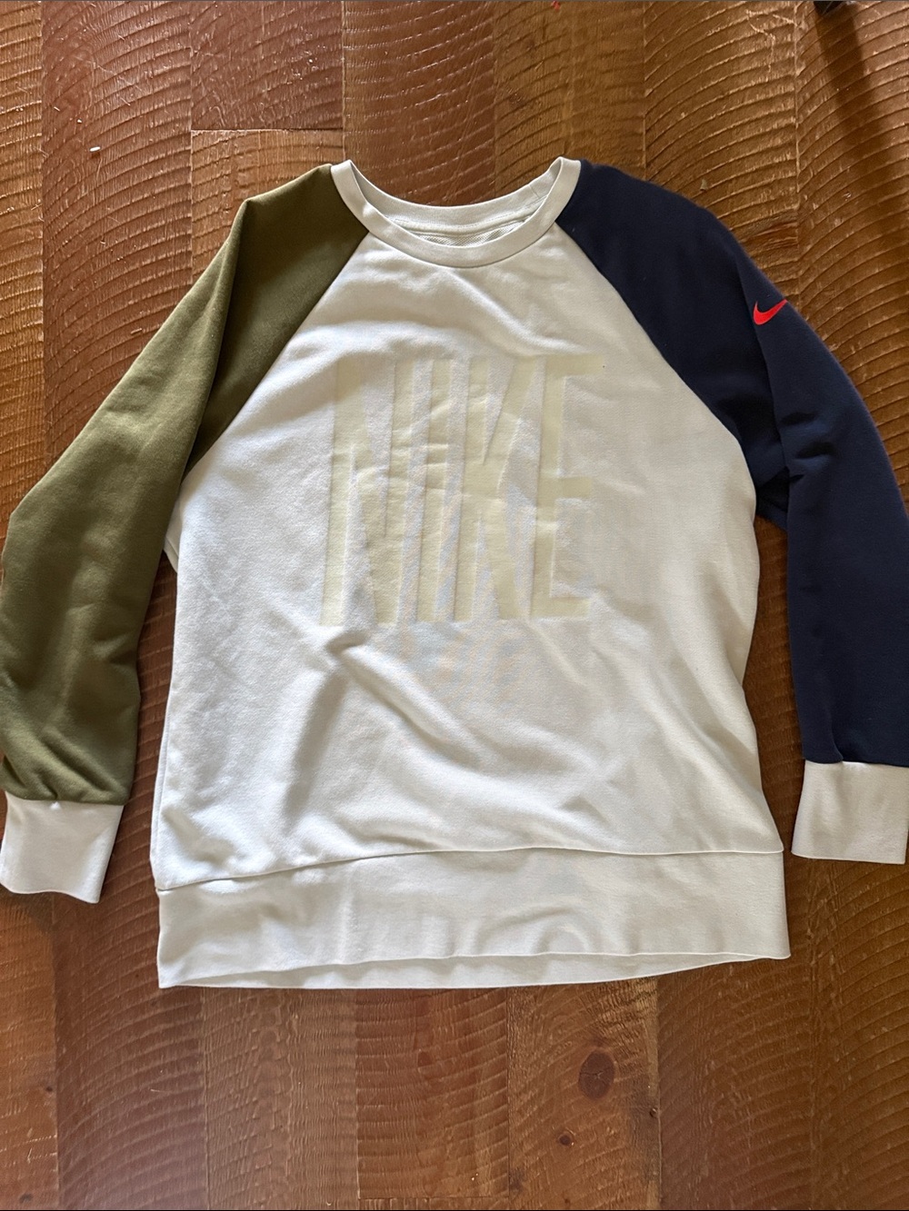 Nike Crewneck Colorblock Sweatshirt - White, Olive & Navy